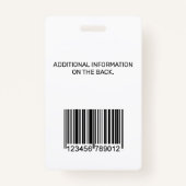 Witte zwarte foto-ID Naam Titel Barcode Verticaal Badge (Achterkant)
