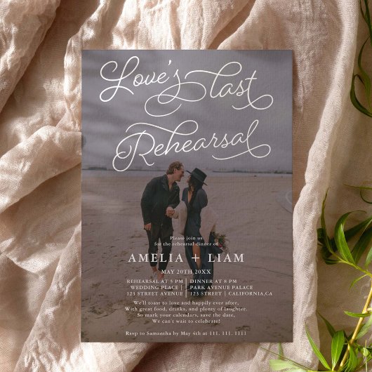 Witte zwarte foto Love last rehearal diner Kaart