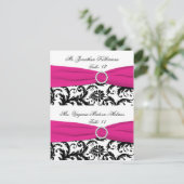 Witte, zwarte, Fuchsia Damask Pre-print Plaatskaar Briefkaart (Staand voorkant)
