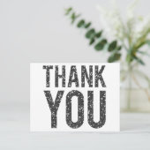 Witte & Zwarte Glitter bruiloft Dank u Briefkaart (Staand voorkant)