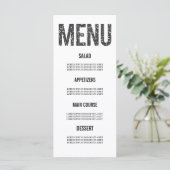 Witte & Zwarte Glitter Typografie Wedding Menu Kaa (Staand voorkant)