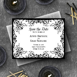 Witte Zwarte Gotische Bruiloft Save The Date