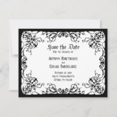 Witte Zwarte Gotische Bruiloft Save The Date (Voorkant)