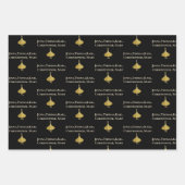 Witte zwarte goudfamilie kerstboom Stripe Bell Inpakpapier Vel (Voorkant 3)