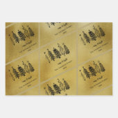 Witte zwarte goudfamilie kerstboom Stripe Bell Inpakpapier Vel (Voorkant 2)