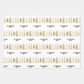 Witte zwarte goudfamilie kerstboom Stripe Bell Inpakpapier Vel (Voorkant)