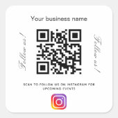 Witte zwarte handelsnaam qr code instagram vierkante sticker (Voorkant)