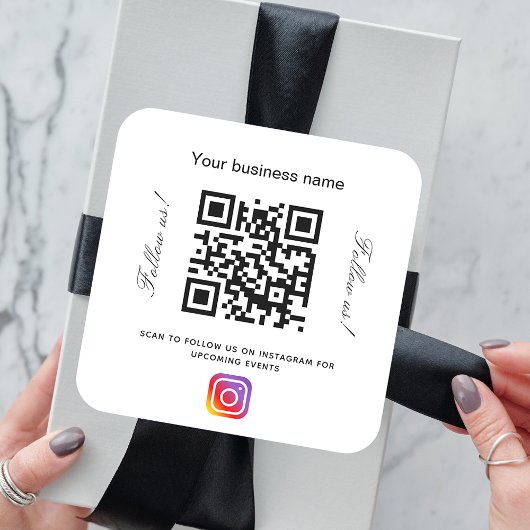 Witte zwarte handelsnaam qr code instagram vierkante sticker