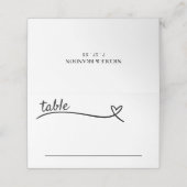 Witte & Zwarte Hart Bruiloft Plaatskaartje (Buitenkant ongevouwen)