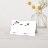 Witte & Zwarte Hart Bruiloft Plaatskaartje (Voorkant)