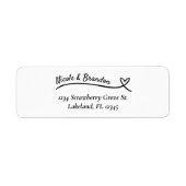 Witte & Zwarte Hartlijn Bruiloft Etiket (Voorkant)