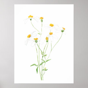 witte zwarte hefbloemen 2 poster
