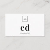 Witte zwarte initialen logo visitekaartje (Voorkant)