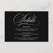 Witte zwarte kalligrafie chique details bruiloft informatiekaartje (Voorkant)