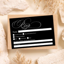 Witte zwarte kalligrafie chique rsvp bruiloft