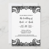 Witte & zwarte kant Elegante Chic bruiloft Kaart (Voorkant)
