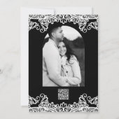 Witte & zwarte kant Elegante Chic bruiloft Kaart (Achterkant)