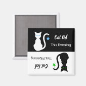 Witte/zwarte kat gevoede herinnering magneet (Voorkant / Achterkant)