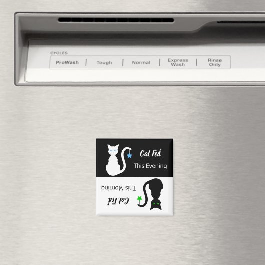 Witte/zwarte kat gevoede herinnering magneet (Insitu (Vaatwasser))