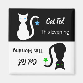 Witte/zwarte kat gevoede herinnering magneet