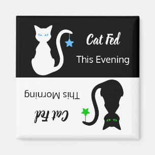 Witte/zwarte kat gevoede herinnering magneet