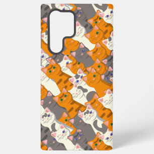 Witte zwarte kat met diagonale oranje strepen samsung galaxy hoesje