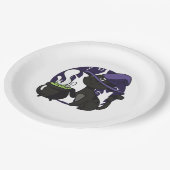 Witte zwarte kat papieren bordje (Gekanteld)