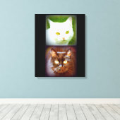 witte/zwarte katten canvas afdruk (Insitu (Houten vloer))