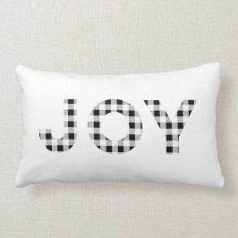 Witte zwarte kerst Joy Buffalo Check Kussen