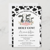 Witte Zwarte Koe Print Bloemen Heilige Koe Baby sh Kaart (Voorkant)