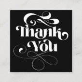 Witte zwarte koele retro script orde dank u vierkante visitekaartje (Voorkant)