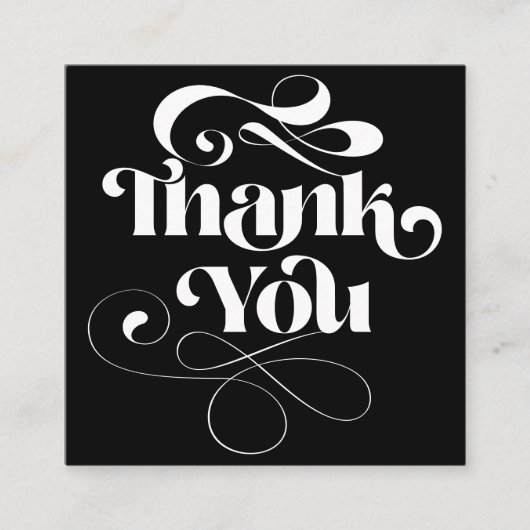 Witte zwarte koele retro script orde dank u vierkante visitekaartje (Voorkant)