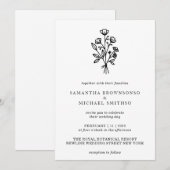 Witte Zwarte Letter Bloem Boeket Botanicals Kaart (Voorkant / Achterkant)