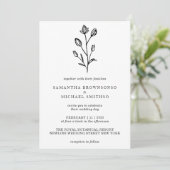 Witte Zwarte Letter Bloem Boeket Botanisch Kaart (Staand voorkant)