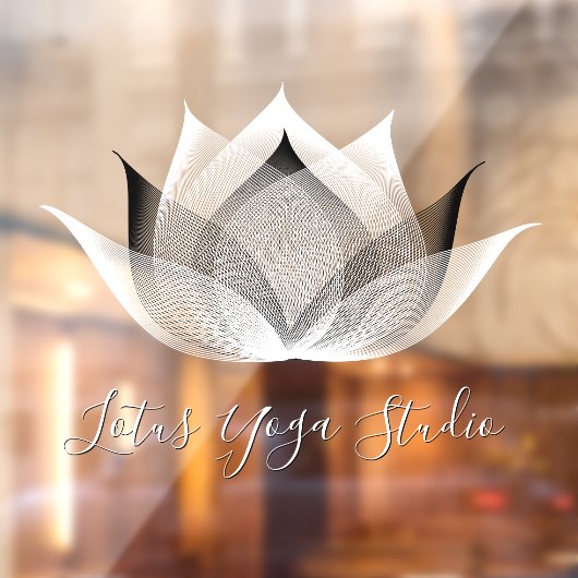 Witte & Zwarte Lotus Moderne Unieke Yogastudio Raamsticker (Vel 2)