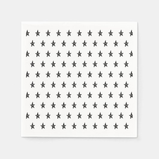 Witte zwarte, met de hand getekende ster servet (Voorkant)