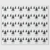 Witte zwarte minimalistische kerstbomen cadeaupapier (Vlak)