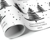 Witte zwarte minimalistische kerstbomen cadeaupapier (Rol Hoek)