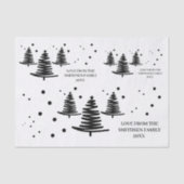 Witte zwarte minimalistische kerstbomen tissuepapier (Voorkant)