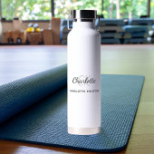 Witte zwarte monogram initiaal, eenvoudig waterfles