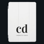 Witte zwarte monogram initiaal elegant modern iPad pro cover<br><div class="desc">Een stijlvolle witte achtergrond en zwarte tekst. Personaliseer en voeg uw monogram initialen en een naam. Zowel voor hem als voor haar. Minimalistisch en modern!</div>