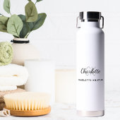 Witte zwarte monogram initiaal naam eenvoudig waterfles
