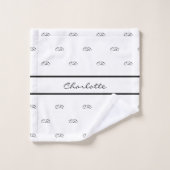 Witte zwarte monogram initiaal naam moderne bad handdoek (Wasdoekje)