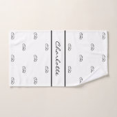 Witte zwarte monogram initiaal naam moderne bad handdoek (Handdoek)