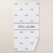 Witte zwarte monogram initiaal patroon naamscript badhanddoek (Badhanddoek)