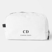 Witte zwarte monogram initiaal toilettasje (Voorkant)