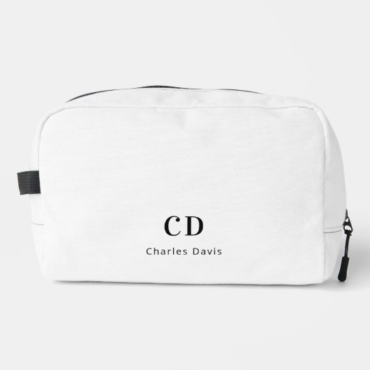 Witte zwarte monogram initiaal toilettasje (Voorkant)
