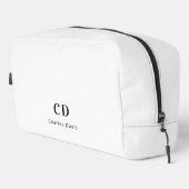 Witte zwarte monogram initiaal toilettasje (Rechterhoek)