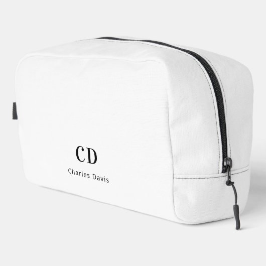 Witte zwarte monogram initiaal toilettasje (Rechterhoek)