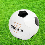 Witte zwarte monogram initiaal voetbal<br><div class="desc">Een stijlvolle witte achtergrond en zwarte,  witte,  goudkleurige tekst. Personaliseer en voeg jouw naam en spelersnummer toe.</div>